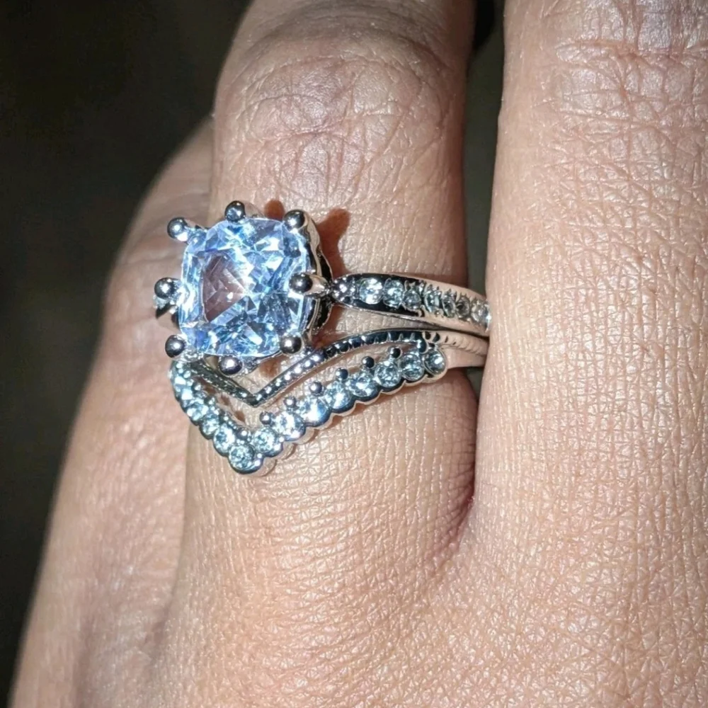 Elegant diamond bridal ring set sz 6